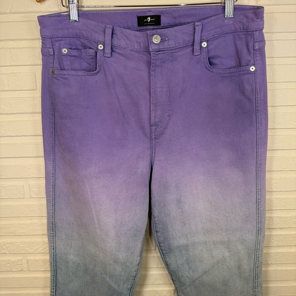 7 For All Mankind Purple Ombre High Rise Straight Leg Jeans, Women’s Size 32 - Picture 3 of 14